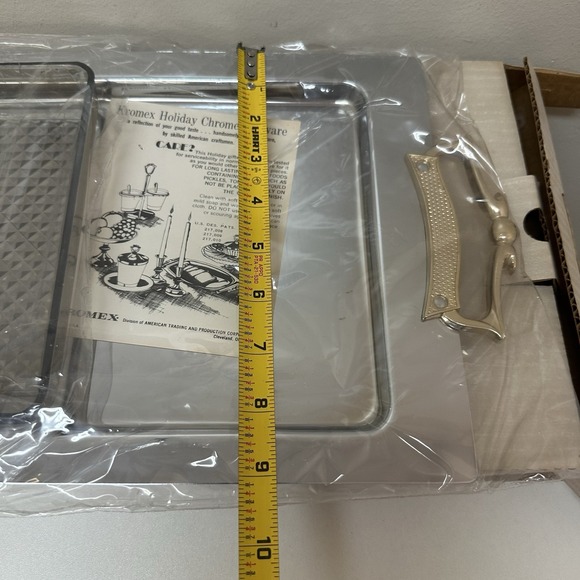 Vintage Kromex MCM Style Chrome 3 Section Server Serving Tray Made in USA NEW - Picture 5 of 9